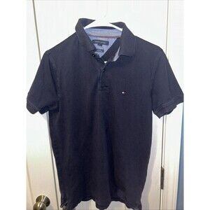 Tommy Hilfiger Shirt Polo Mens Medium Navy Pullover Short Sleeve Slim Fit